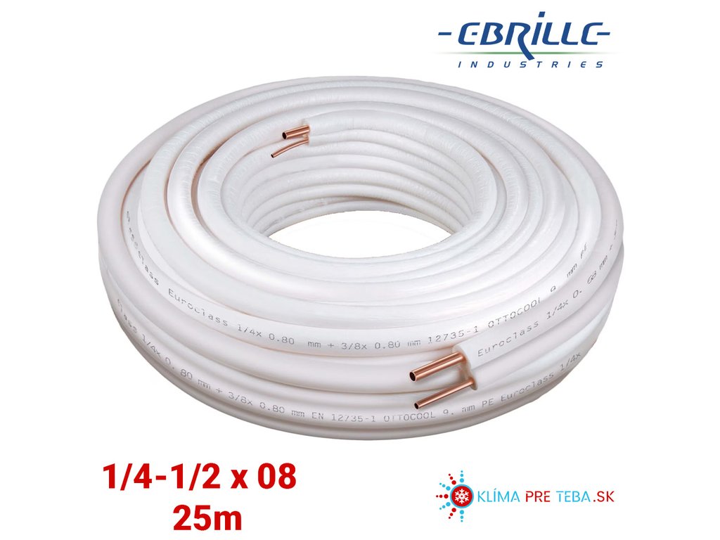 Cu potrubie izolované mäkké 1/4 + 1/2 x 0,8mm EBRILLE (25m) dual