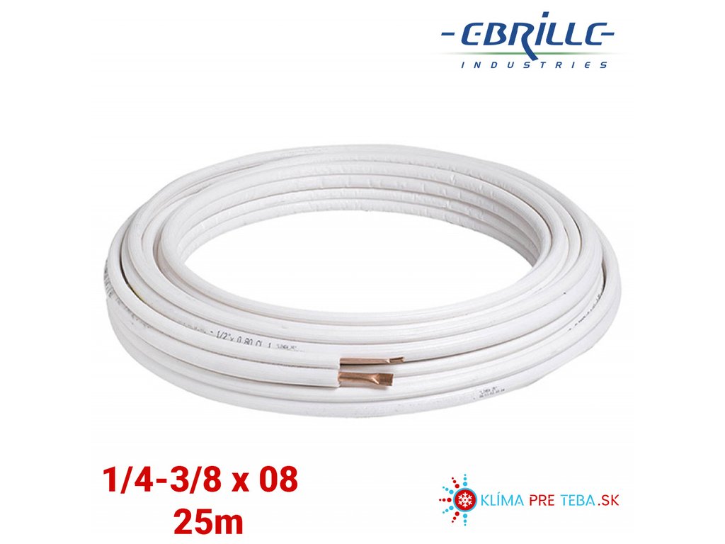 Cu potrubie izolované mäkké 1/4 + 3/8 x 0,8mm EBRILLE (25m) dual