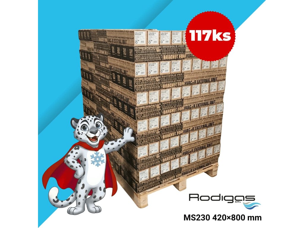 Paleta 117 ks – konzola pod klimatizáciu Rodigas MS230 420×800 mm s priečkou